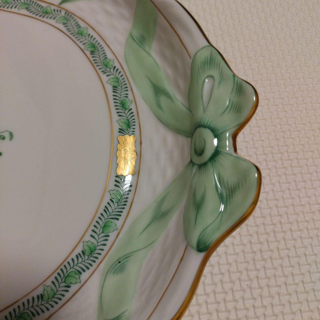 ♡HIME♡専用　ヘレンド　アポニーグリーン　リボン　オーバル皿