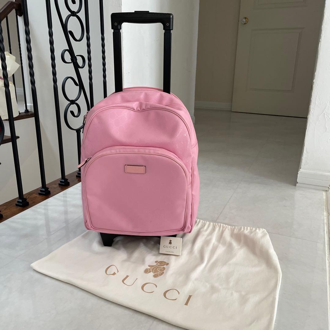 機内持込可GGキャンパスレザーGUCCIチルドレン♡キャリー✖️リュックピンク