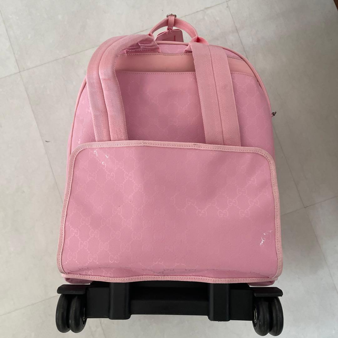 機内持込可GGキャンパスレザーGUCCIチルドレン♡キャリー✖️リュックピンク