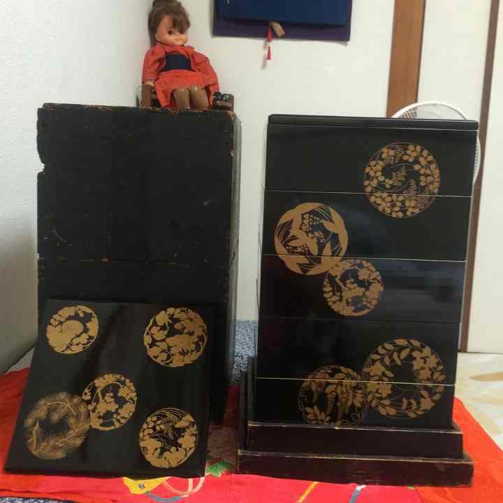 明治時代 輪島塗平蒔絵重箱