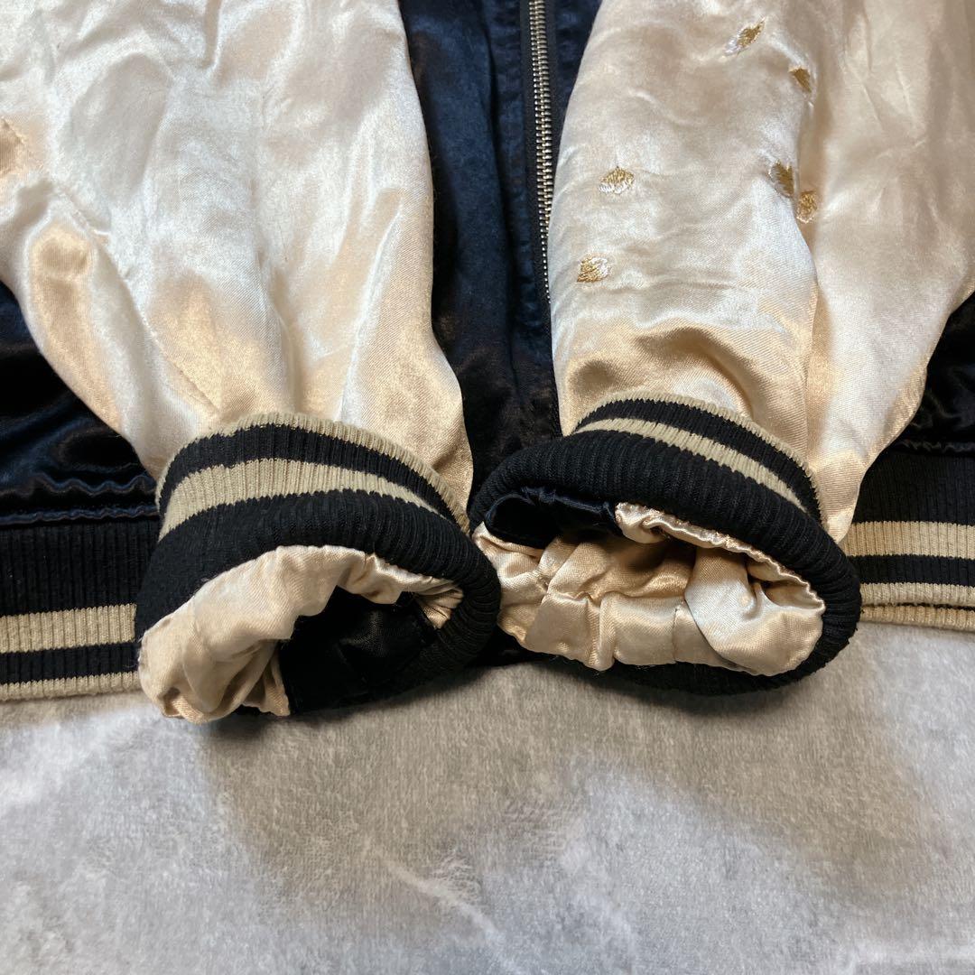 【美品】 絡繰魂 粋 獅子咆哮 スカジャン リバーシブル 刺繍 和柄 L 黒 金