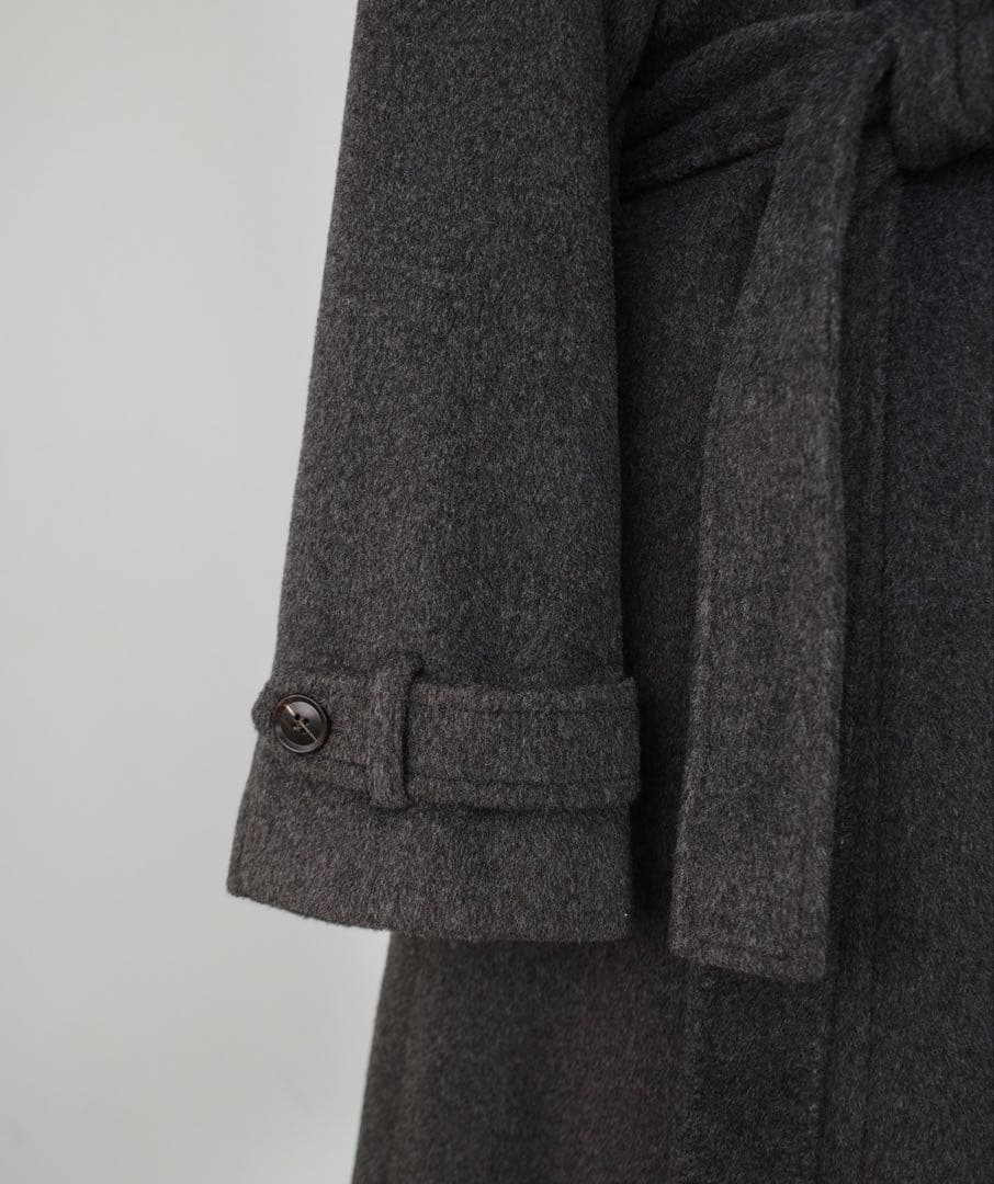 2wayハイネックウールライクウエストシェイプフレアコート