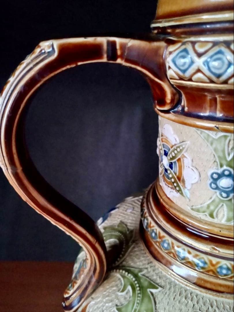 ドイツ　アンティーク　メトラッハ窯　ドイツ　ピッチャー　花瓶　美術品　希少