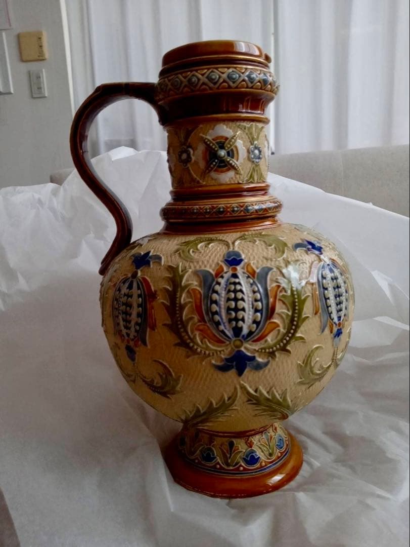 ドイツ　アンティーク　メトラッハ窯　ドイツ　ピッチャー　花瓶　美術品　希少
