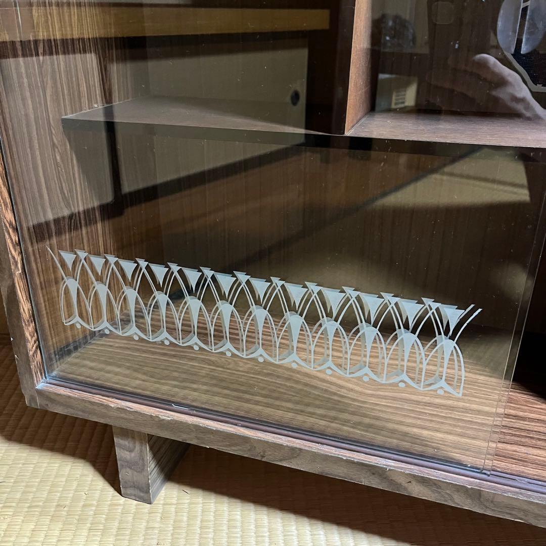 9/10まで！　昭和レトロ　キャビネット　彫りガラス　引き出し付き