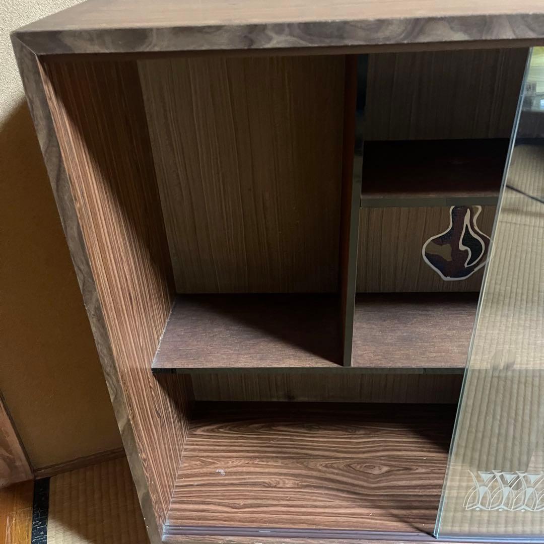 9/10まで！　昭和レトロ　キャビネット　彫りガラス　引き出し付き