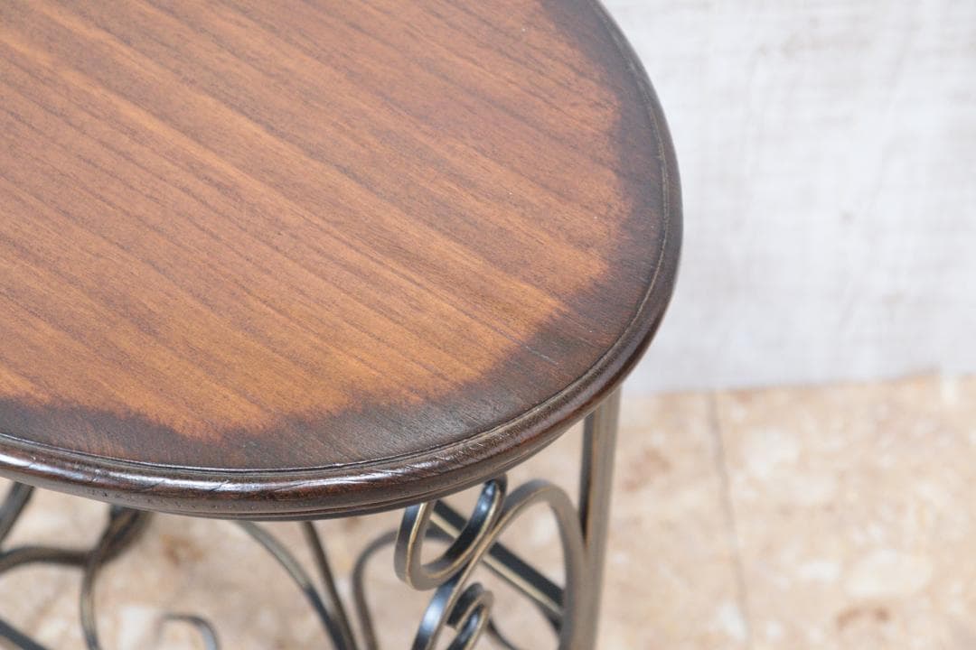 マガジンラックテーブル ロートアイアン 木天板 レトロ アンティーク