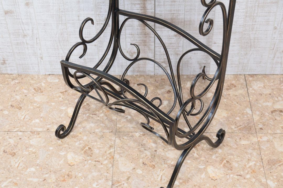 マガジンラックテーブル ロートアイアン 木天板 レトロ アンティーク