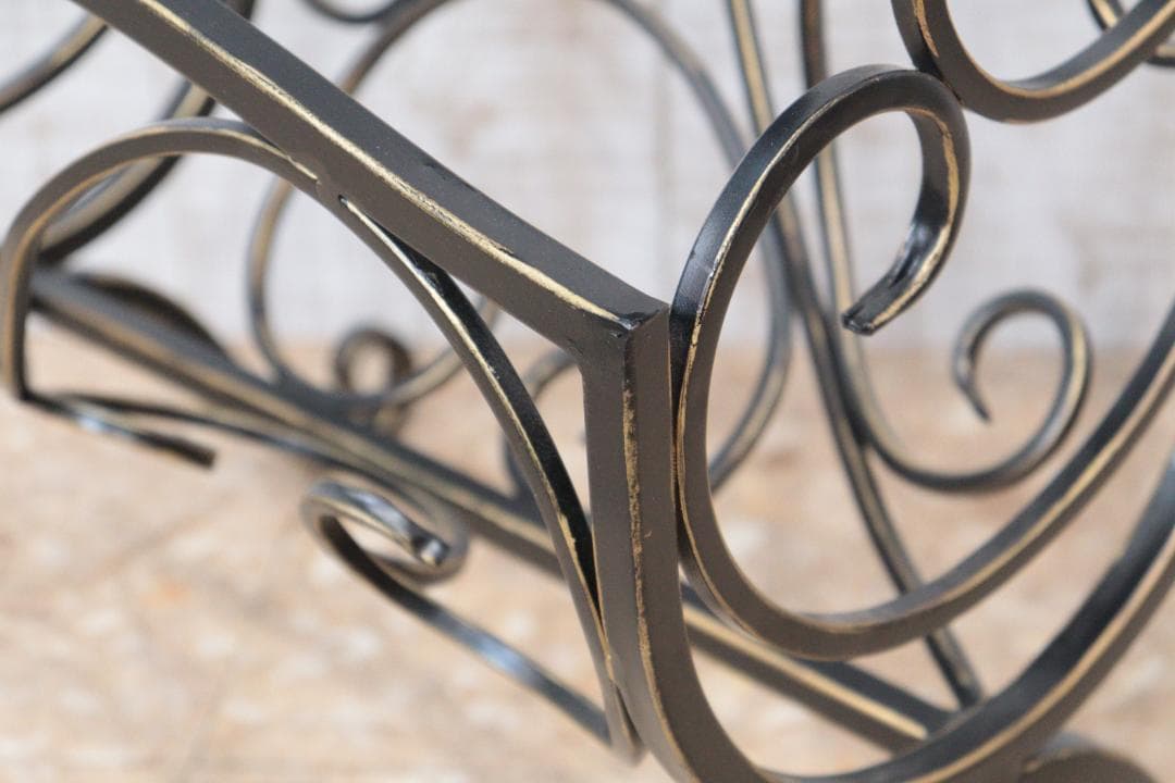 マガジンラックテーブル ロートアイアン 木天板 レトロ アンティーク