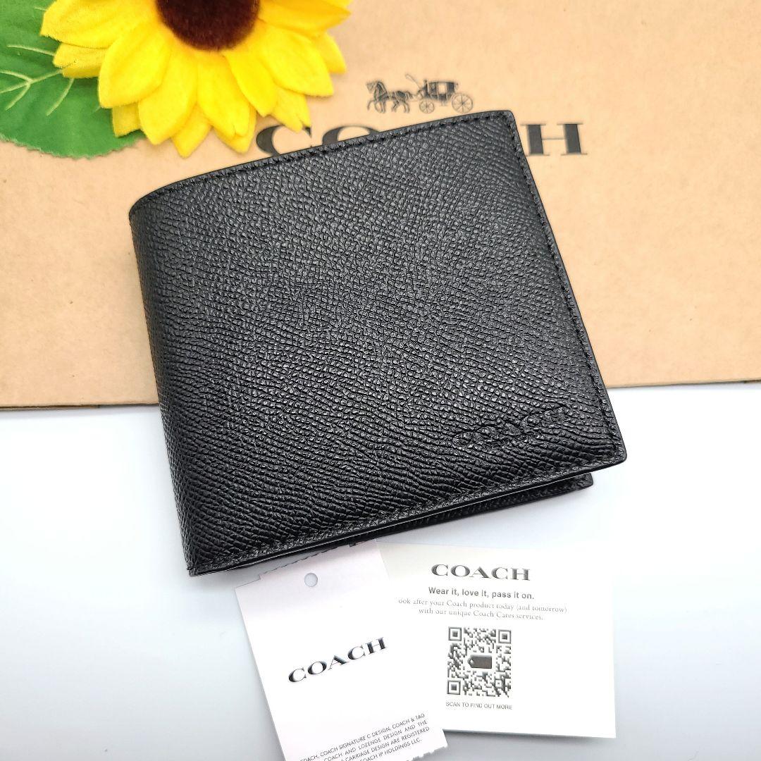COACH 折り財布 新品 ブラック 限定品 お札入れ 小銭入れ