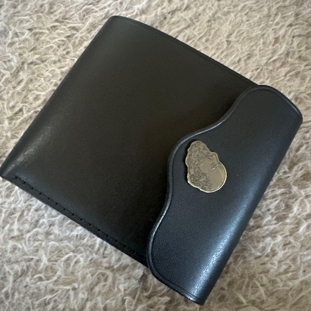 BROWN BROWN 二つ折り財布　ブラック レザー　新品 牛革