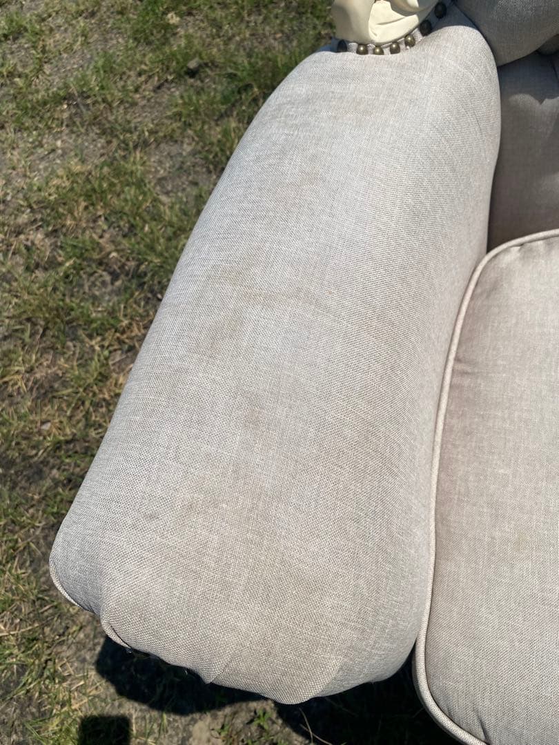 姫系　グレー　ホワイト　ロココ調　アンティーク調　猫足　1人掛けソファ