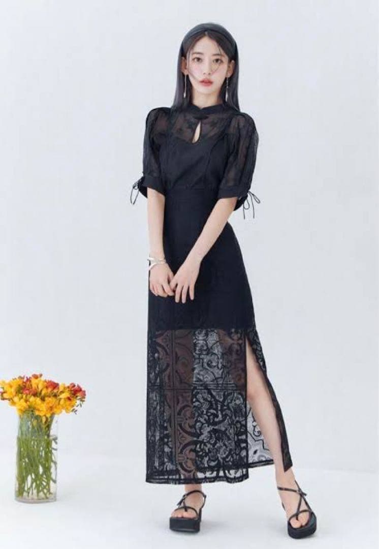 リリーブラウン 刺繍チャイナトップス パネルスカートセット