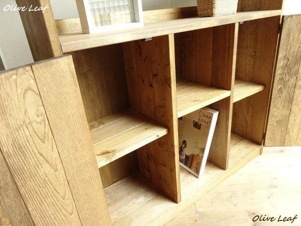 サイズオーダー可！２枚大扉キャビネット●ナチュラルブラウン天然木無垢材●受注製作