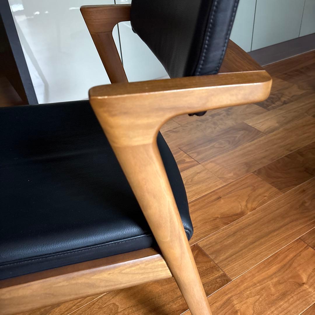 FUJI FURNITURE koti アームレスチェア本革ブラック