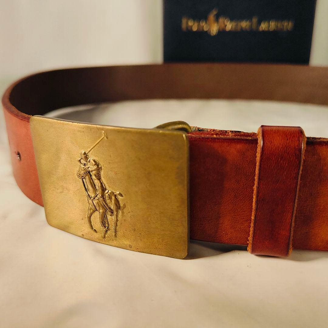 【未使用・極上イタリアンレザー】ポロラルフローレン　馬蹄ロゴ高級本革ドレスベルト