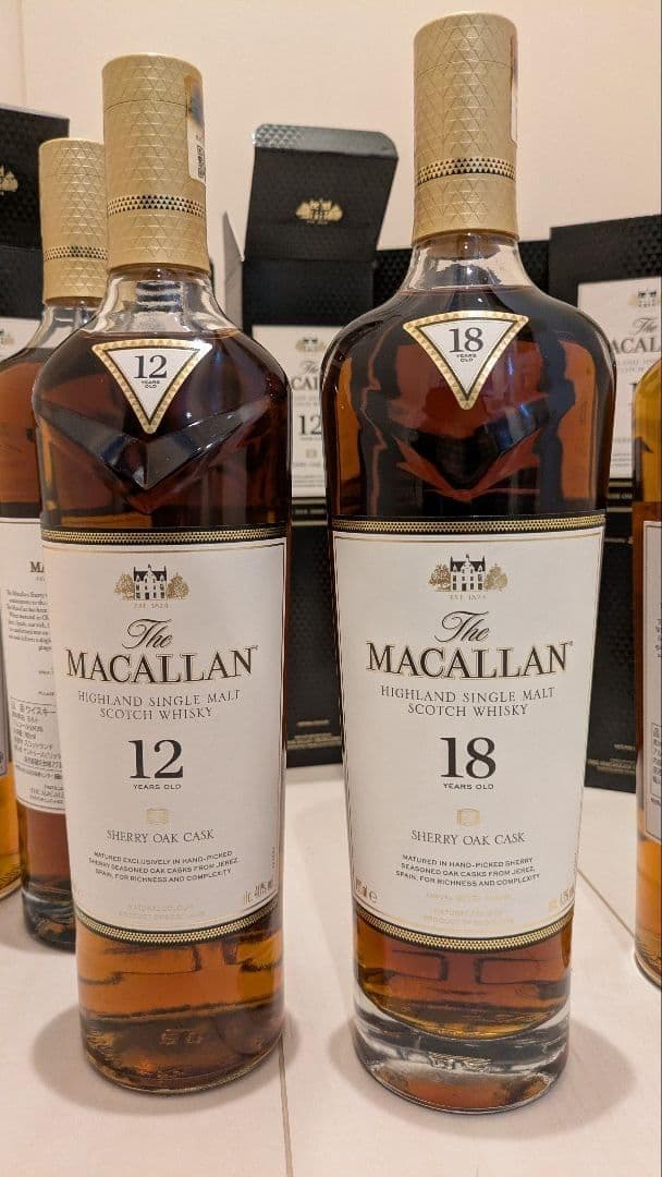 マッカラン 全部 シェリー 12年 3本、18年 2本のセット