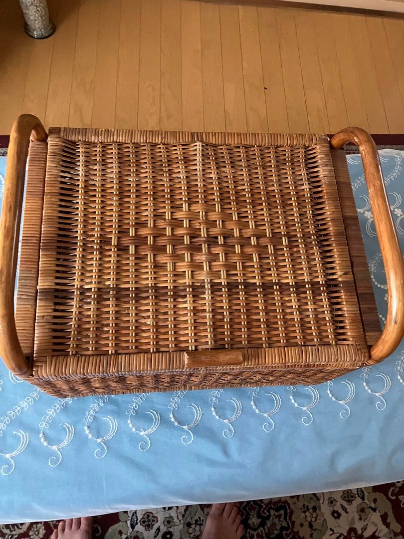 ヴィンテージ❤️ラタン　蓋付きバスケット　昭和　レトロ