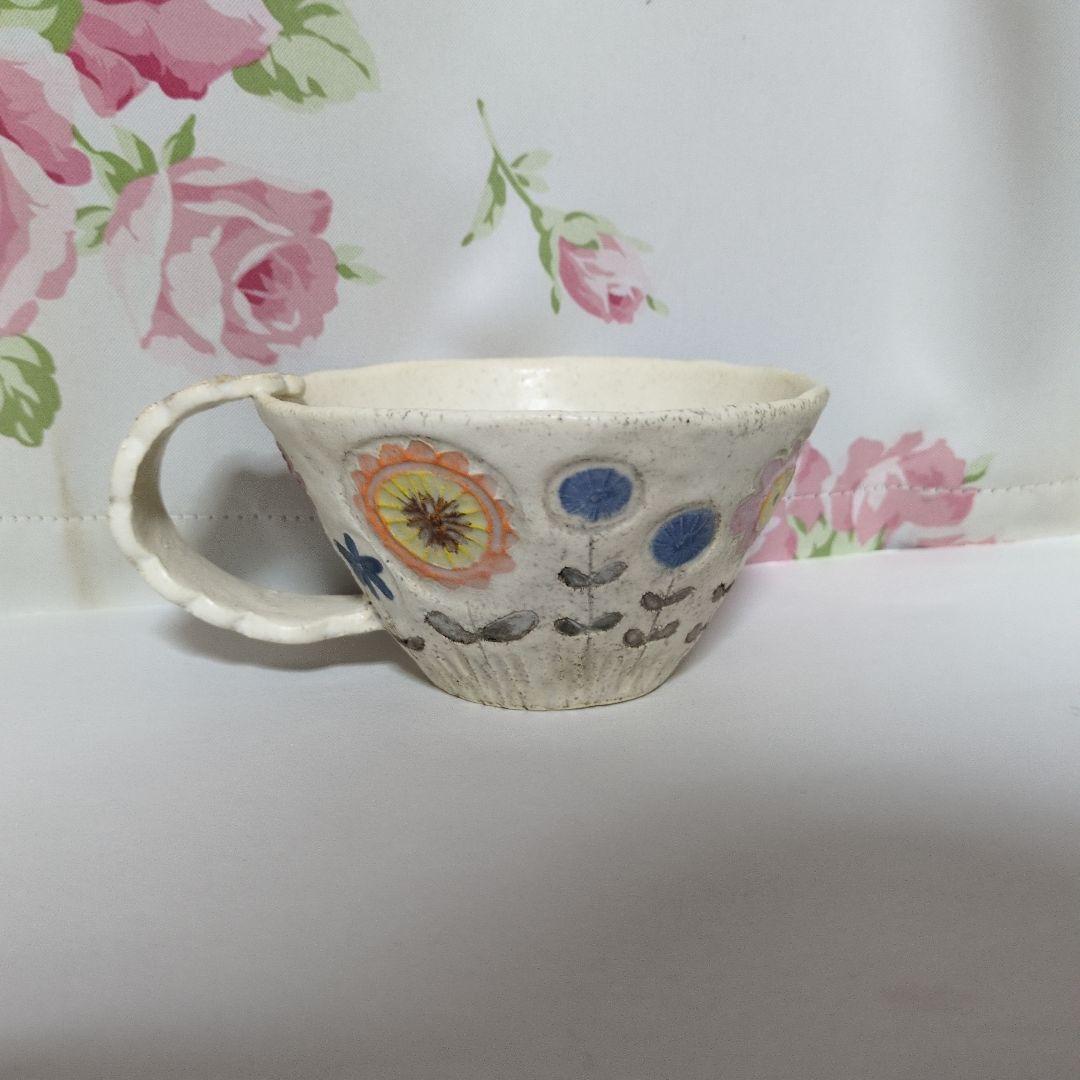 本田あつみ　花柄カップ　陶器製