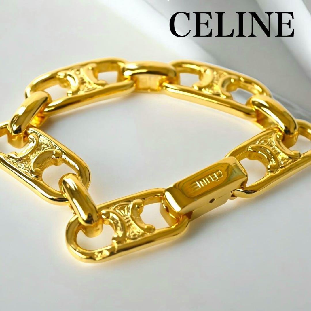 【極美品】セリーヌ　ヴィンテージ　マカダム　ゴールド　ブレスレット