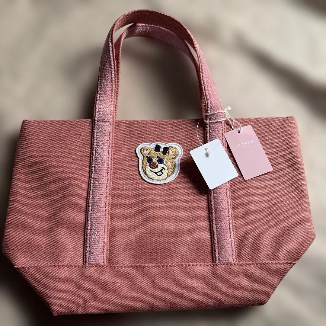ラブラリーバイフェイラー オールドテディガール ワッペントートバック 小 ピンク
