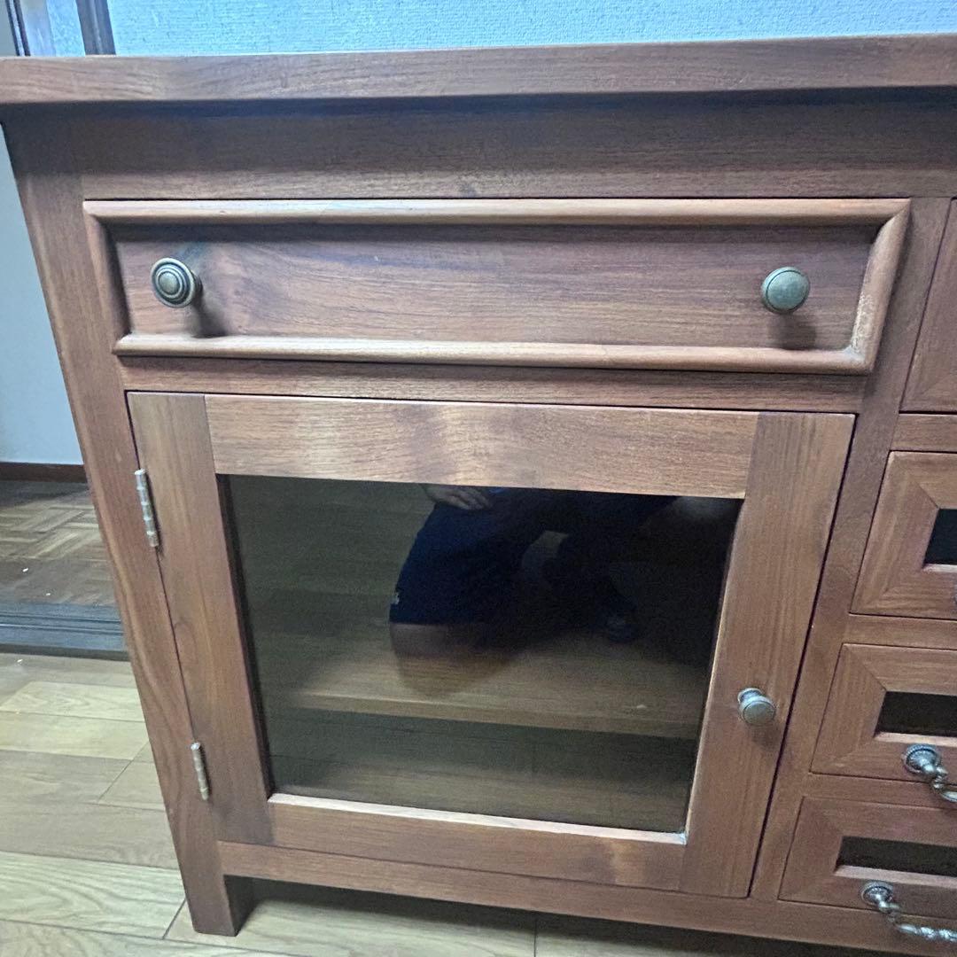 無垢材 サイドボード キャビネット 幅150cm アンティーク調　高級家具