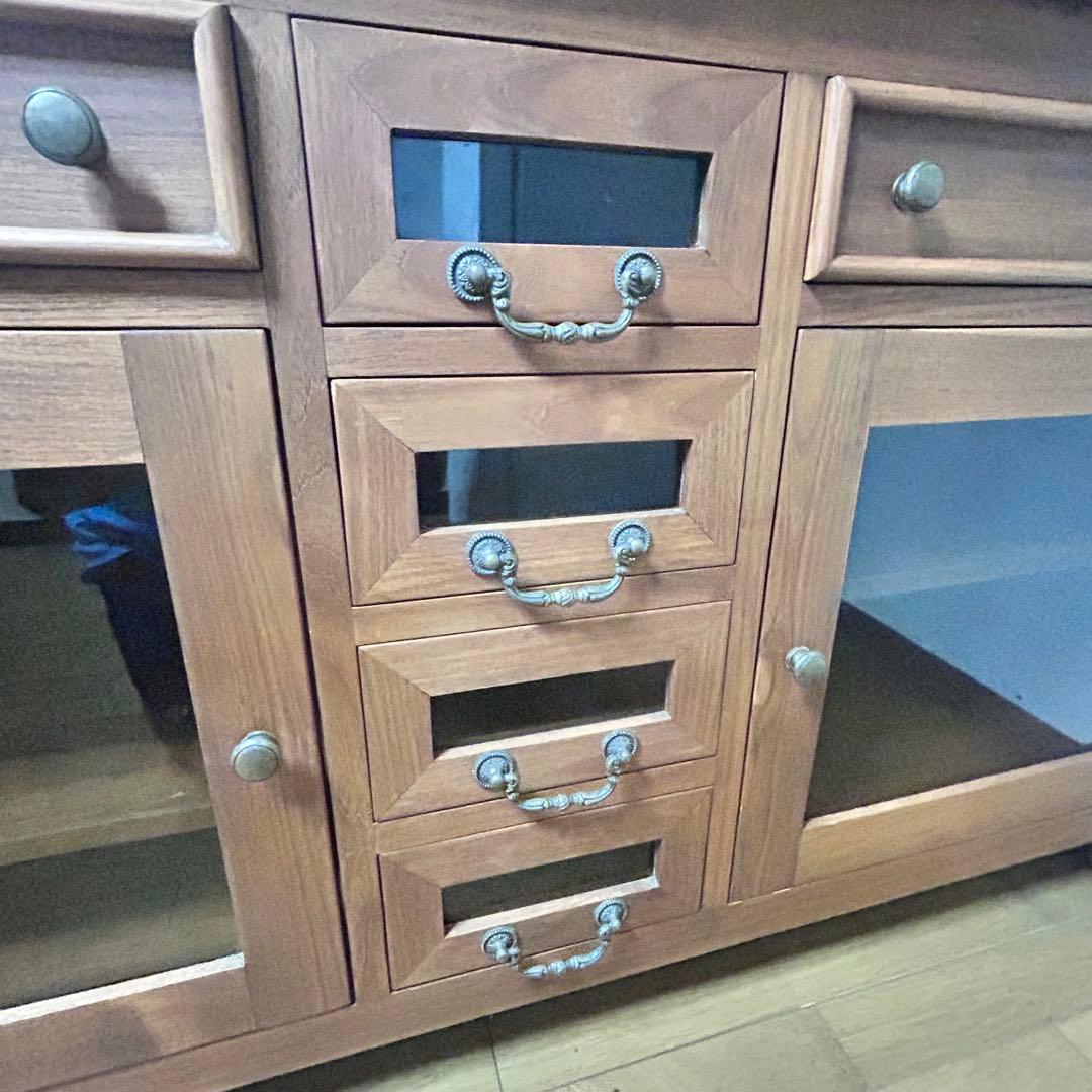 無垢材 サイドボード キャビネット 幅150cm アンティーク調　高級家具