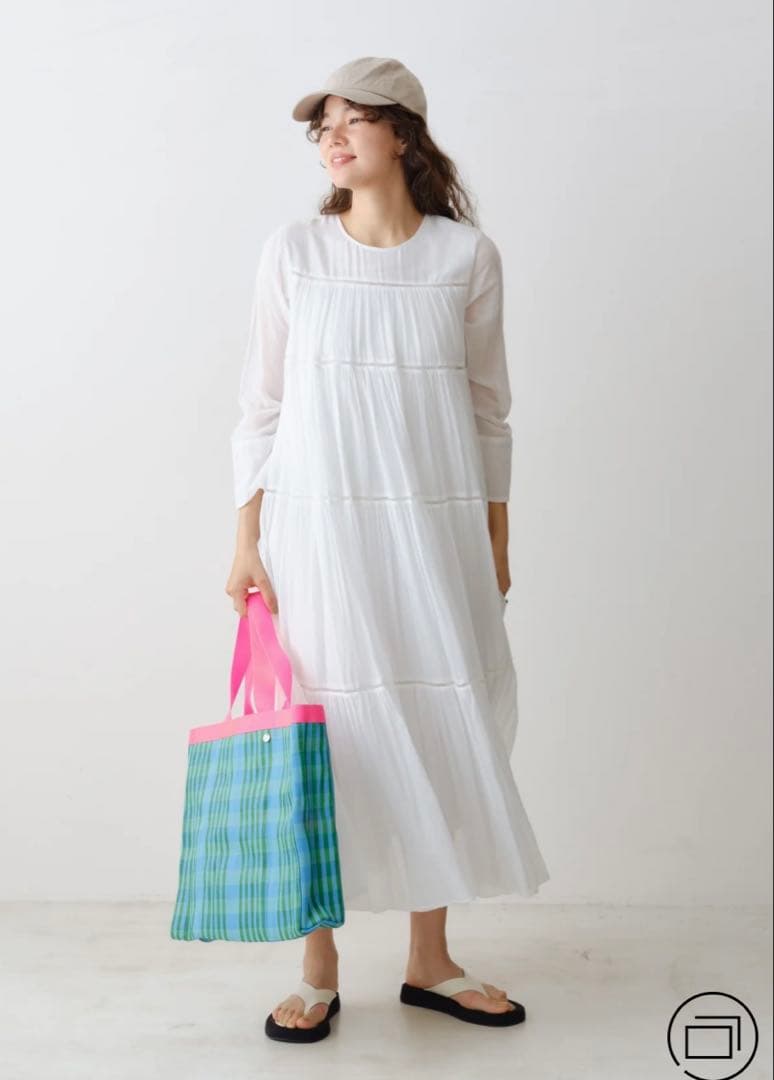 【新品】ヌキテパ　コットンボイルティアード　マキシワンピース