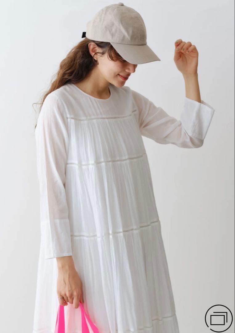 【新品】ヌキテパ　コットンボイルティアード　マキシワンピース