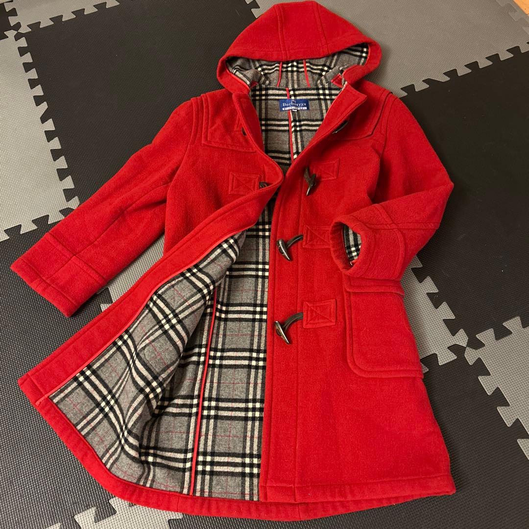 キョン♡バーバリーブルーレーベル ノバチェック レッド　ダッフルコート♡