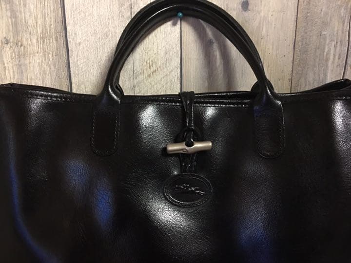 LONGCHAMP ロンシャン 本革 レザー ロゾ トート ハンド バッグ