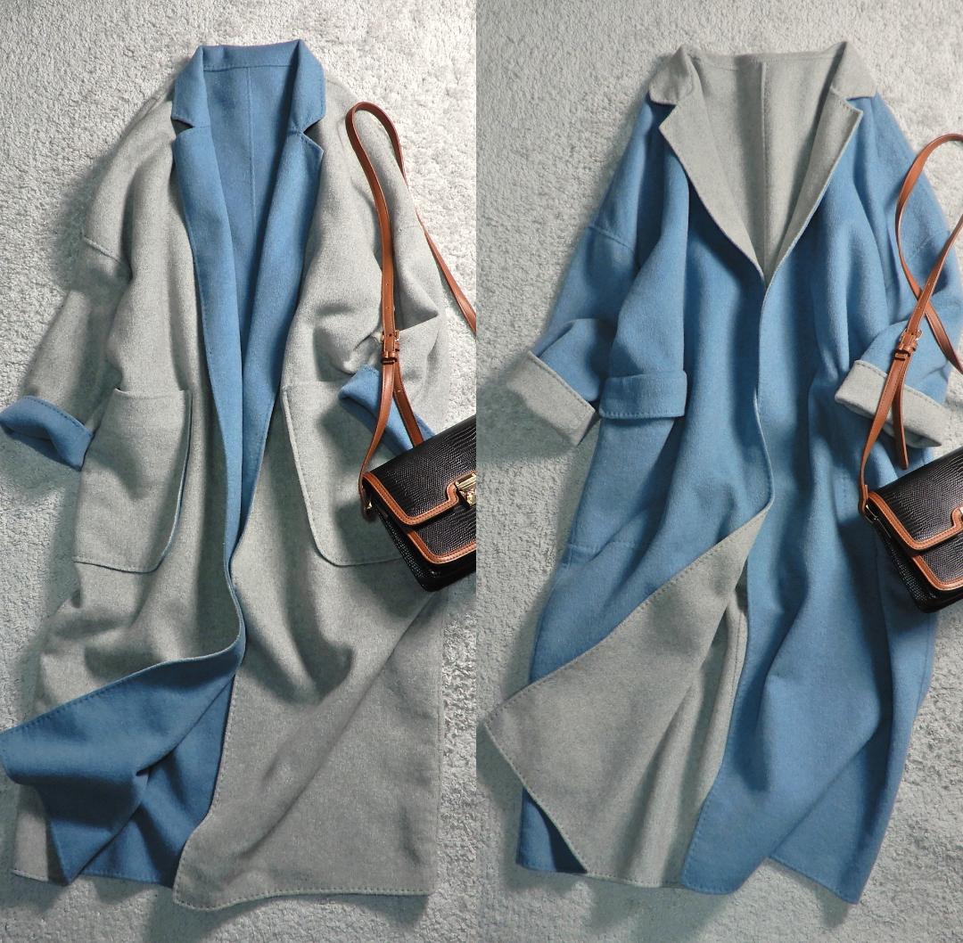 ミラオーウェン 接結 リバーシブル ウールブレンド ロングコート 0