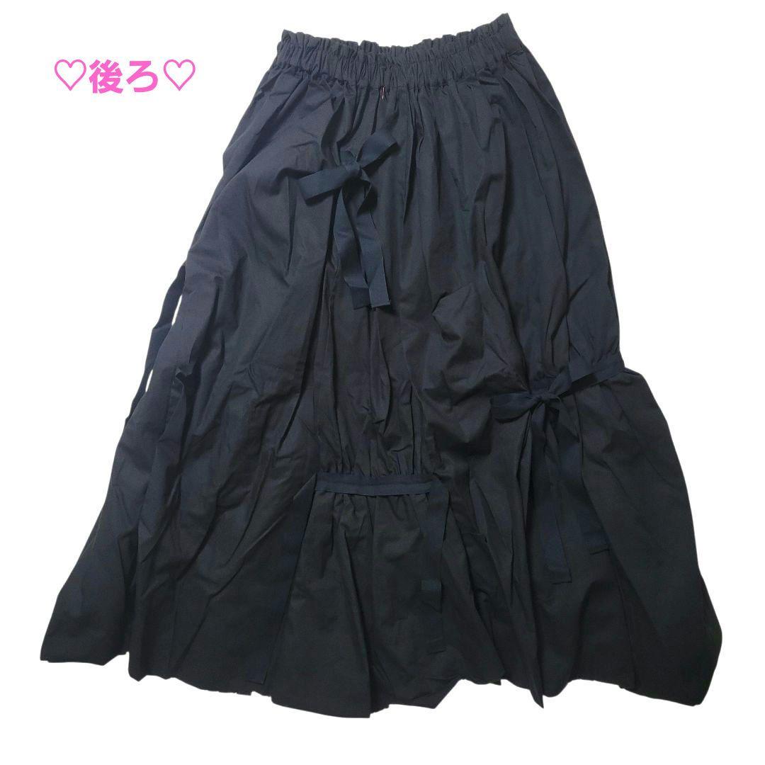 ♡大人F2♡frankygrow♡ギャザー リボン バルーン スカート ブラック