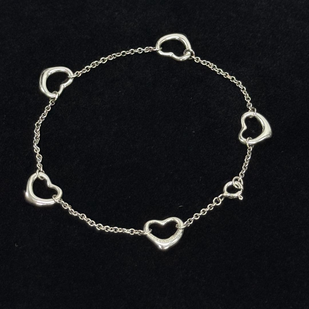 極美品 ティファニー オープンハート 5P ブレスレット エルサペレッティ