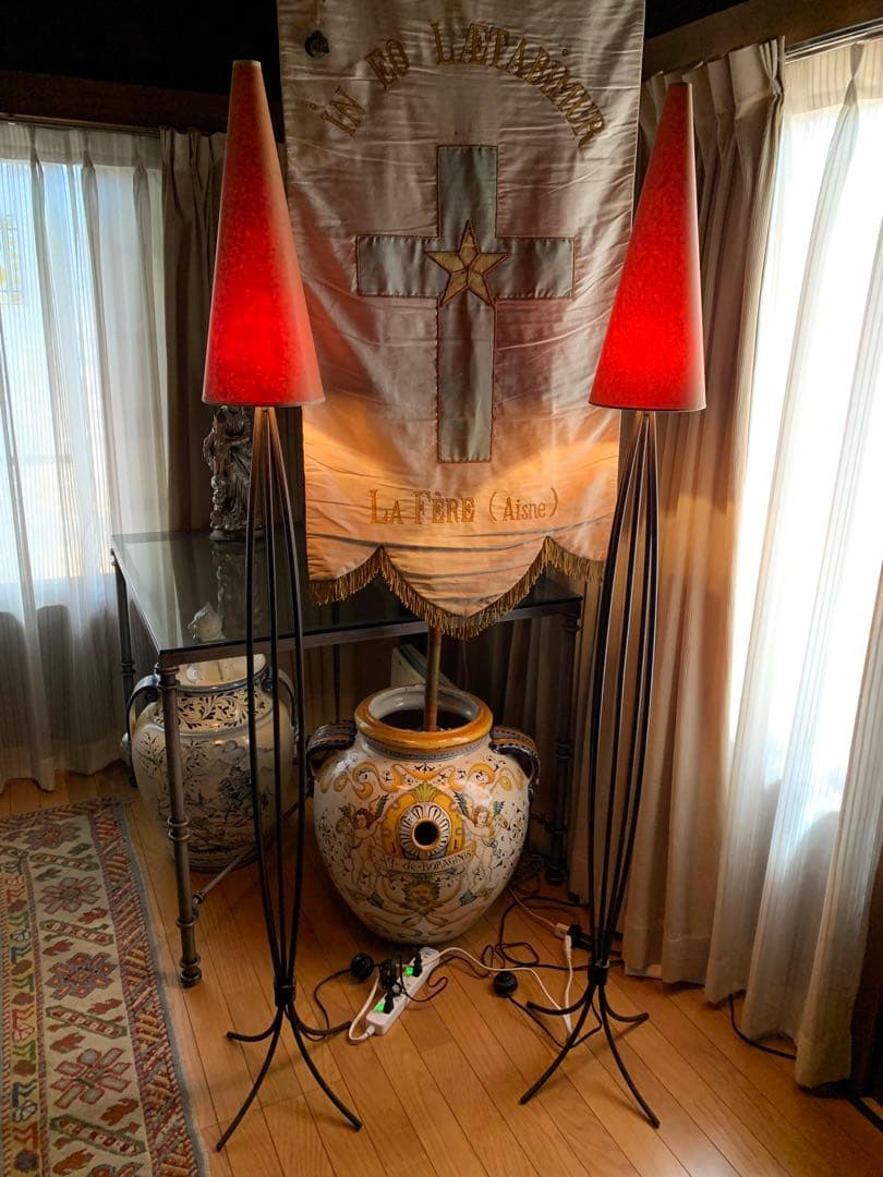 カトレーヌメミ　最終価格ビンテージアイアンフロアーランプ2本セット45000円！