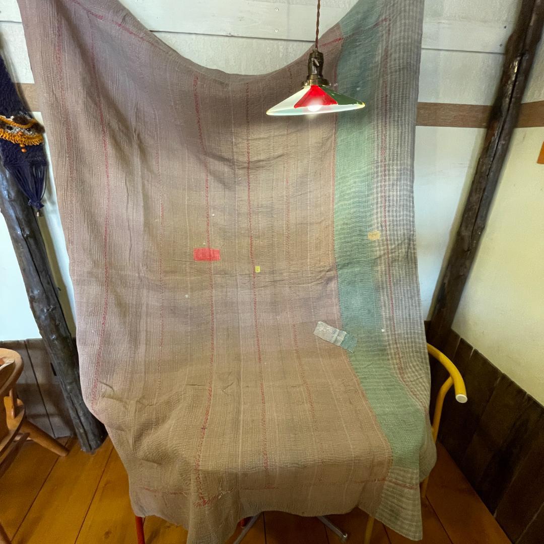 インド製ヴィンテージカンタラリーキルト ストライプマルチカバー