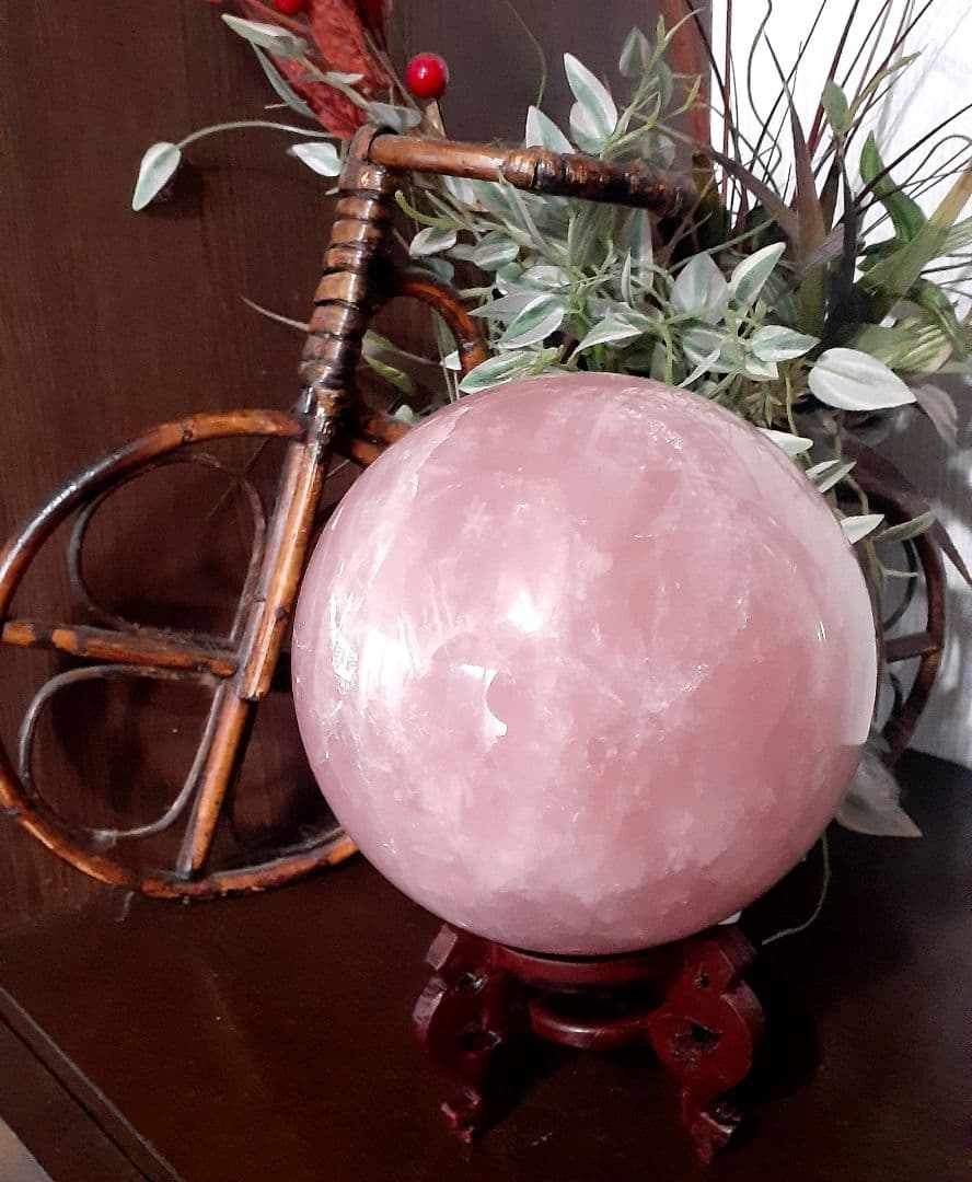 お値下げ！特大美品　天然石ローズクォーツ　約15cm玉　☆約5㎏up