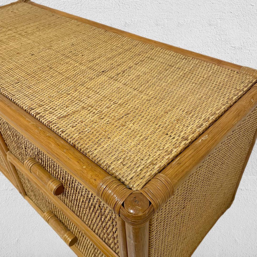 【人気】ラタン製 2段チェスト 引出し4口 昭和レトロ家具 ヴィンテージ