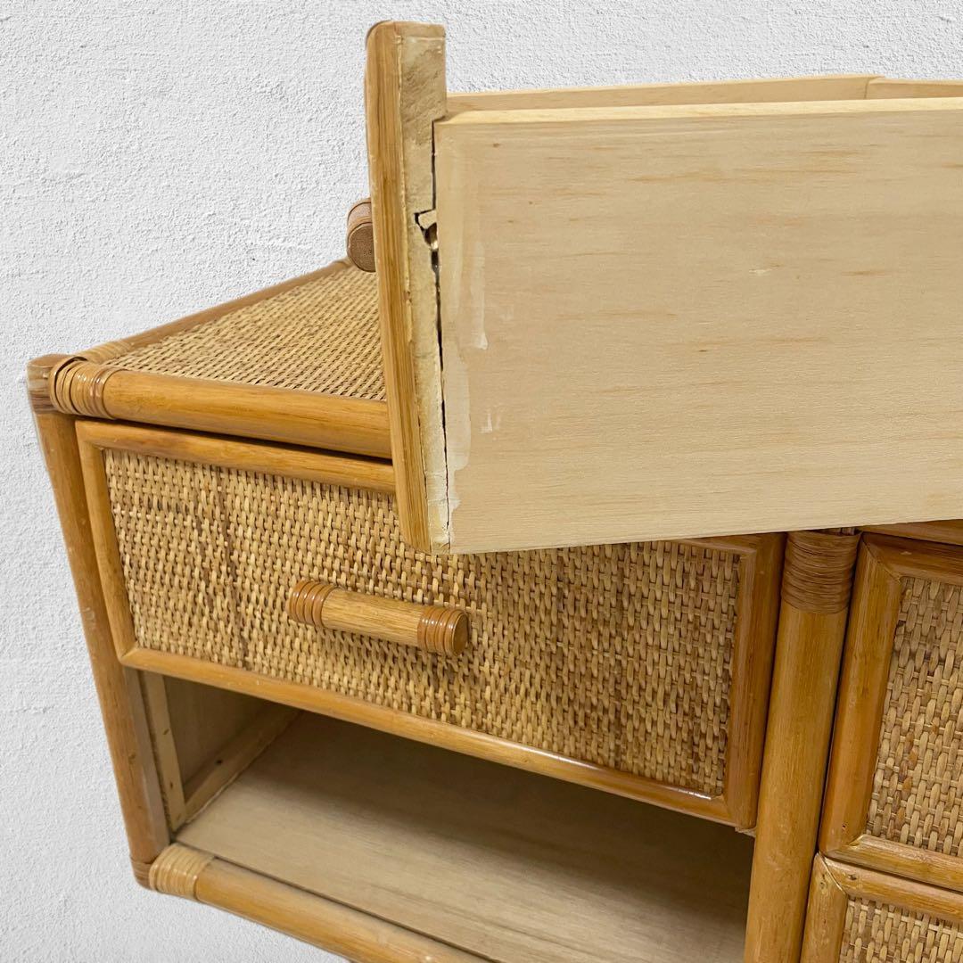 【人気】ラタン製 2段チェスト 引出し4口 昭和レトロ家具 ヴィンテージ
