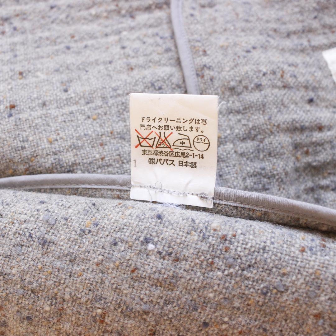 Papas ツイードマオカラージャケット Lサイズ ライトグレー ウール