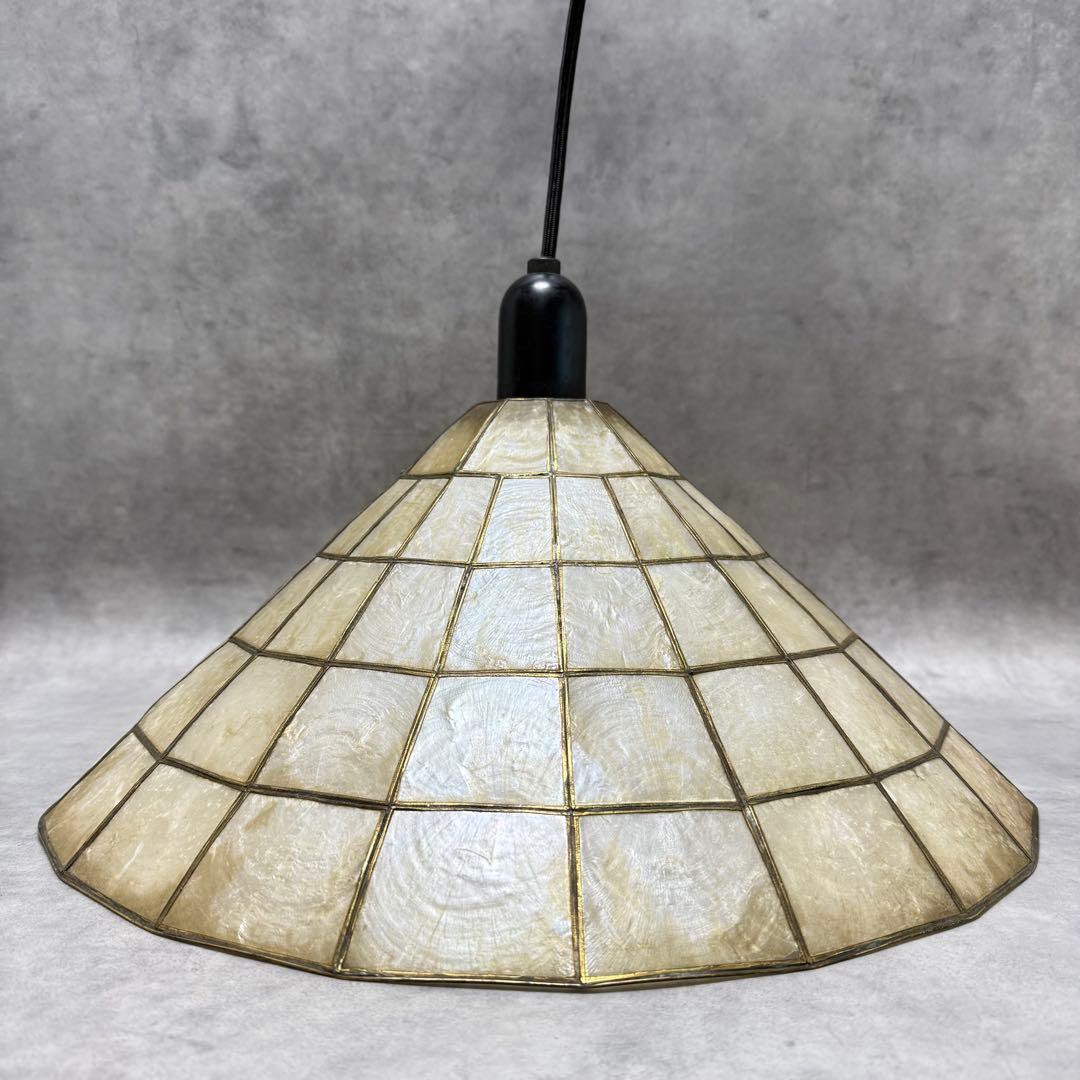 ヴィンテージ シェルシェードペンダントライト ランプ カピス貝 照明 レトロ