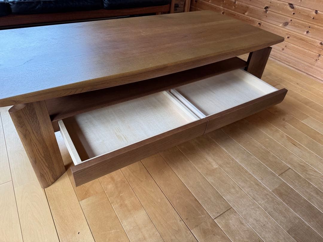 木製センターテーブル 引き出し付き カリモク