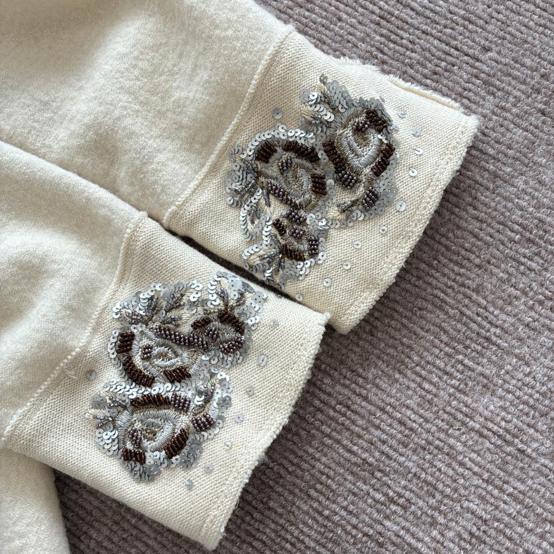 スーパービューティー♡ロングコート 42 ウール100% ビッグカラー 装飾