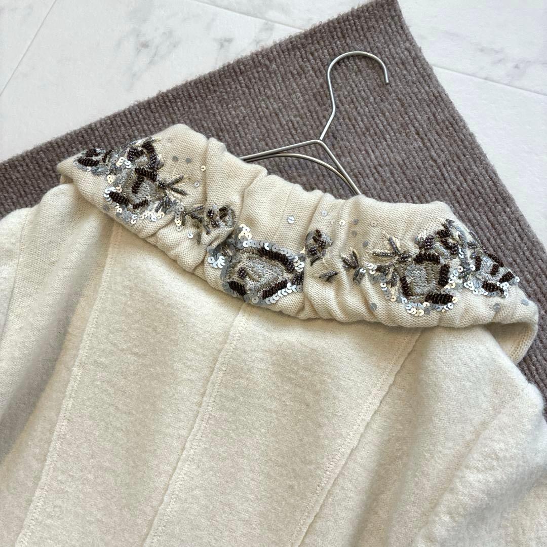 スーパービューティー♡ロングコート 42 ウール100% ビッグカラー 装飾