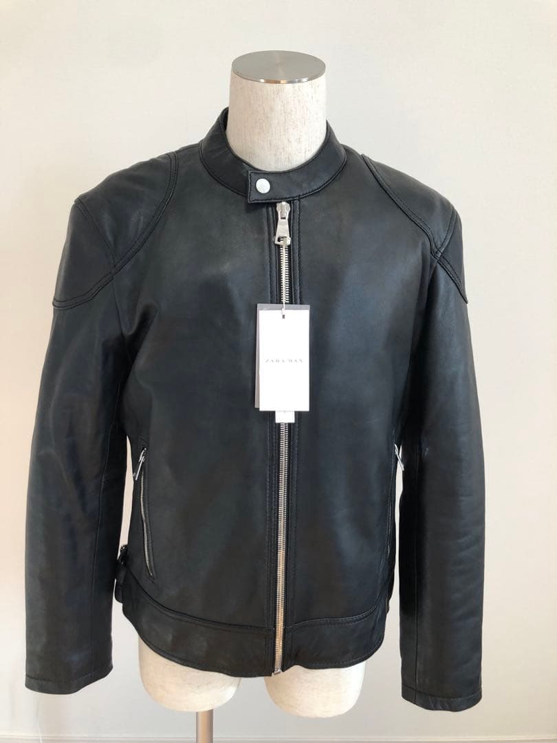 新品未使用　zara ザラ　リアルレザー　ライダース　革ジャン　Ｌサイズ