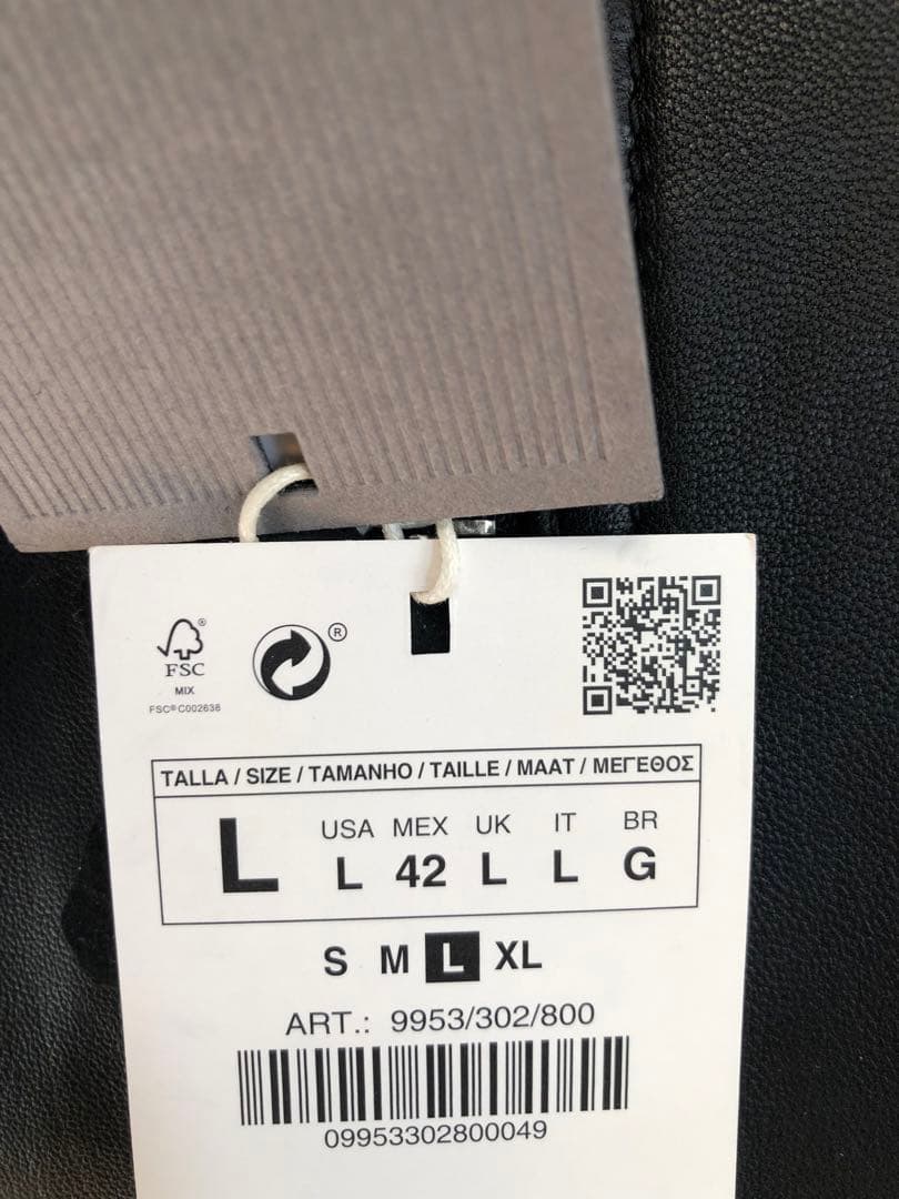 新品未使用　zara ザラ　リアルレザー　ライダース　革ジャン　Ｌサイズ