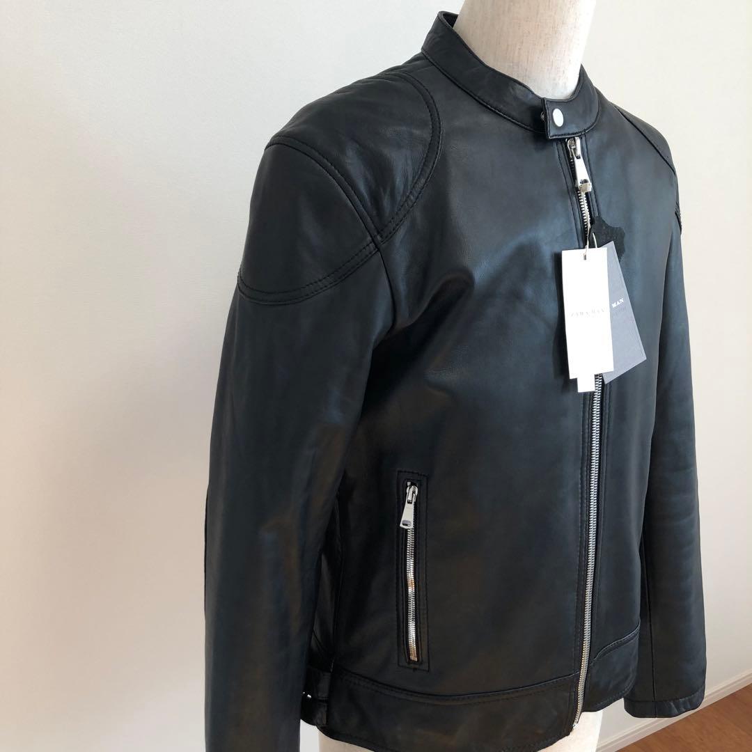 新品未使用　zara ザラ　リアルレザー　ライダース　革ジャン　Ｌサイズ