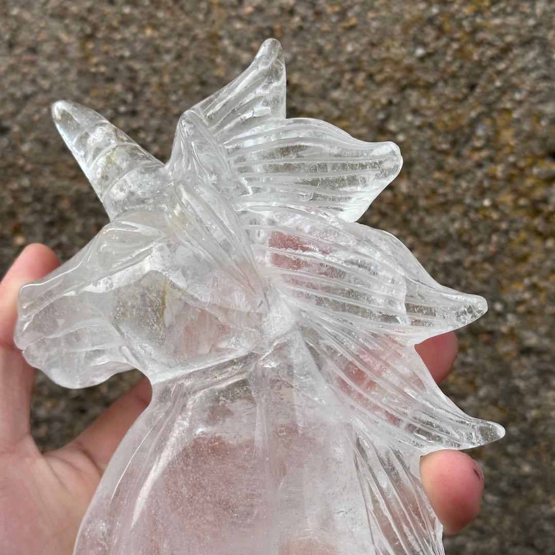 天然石水晶のユニコーン　置物　ご購入前に在庫確認必要G.179
