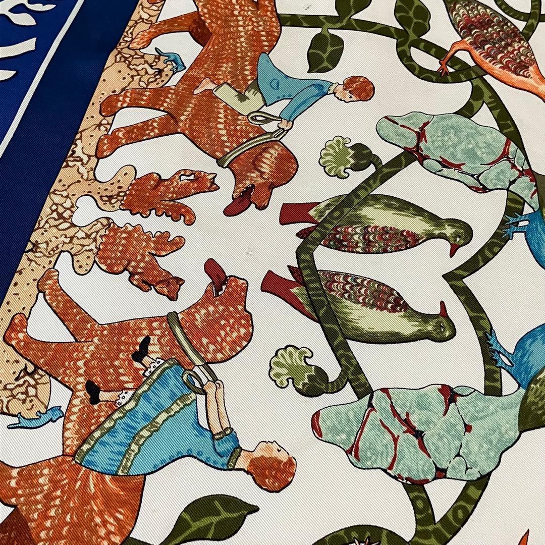 ★美品★エルメス　カレ90 古き良きアメリカ　スカーフ　シルク　動物　鳥　花