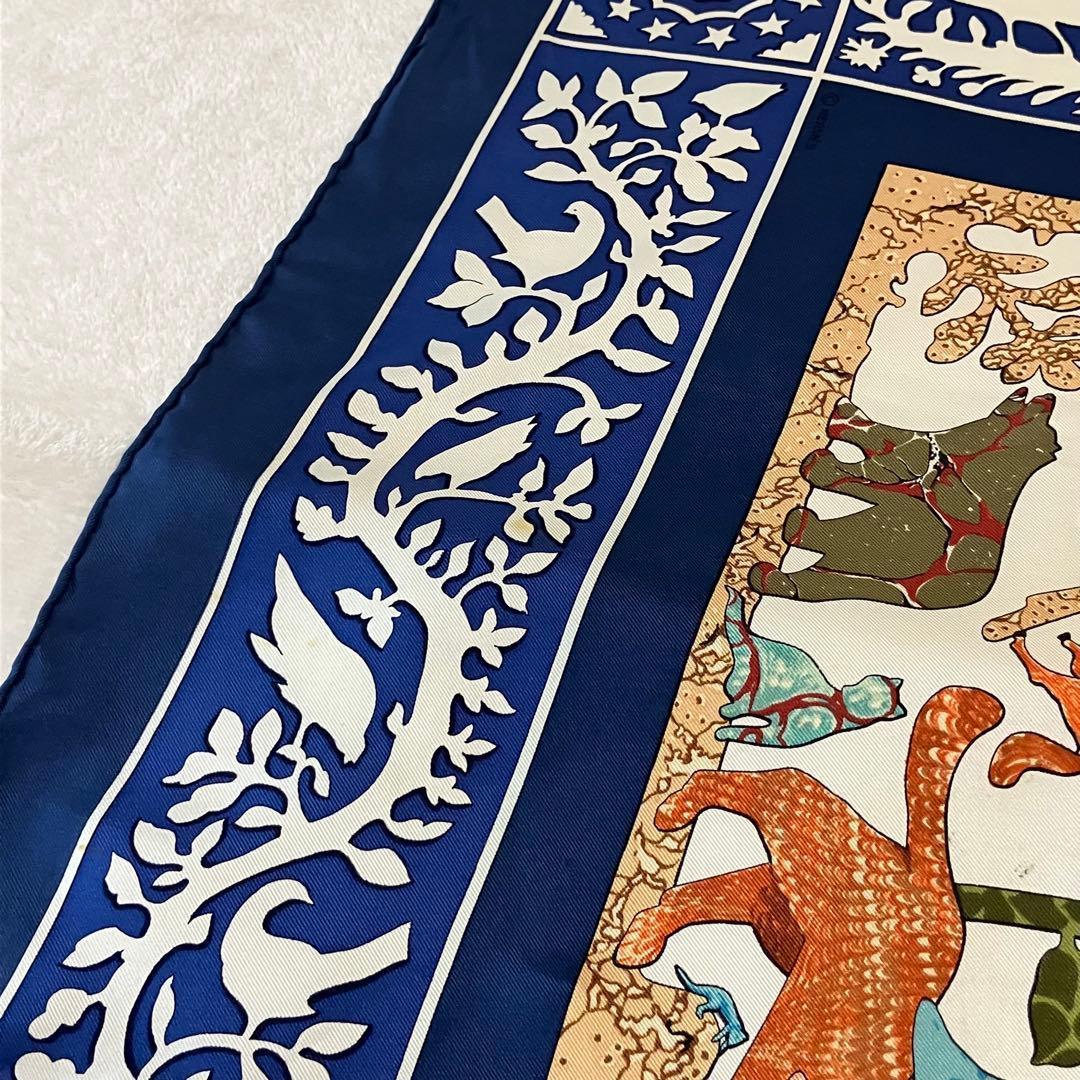 ★美品★エルメス　カレ90 古き良きアメリカ　スカーフ　シルク　動物　鳥　花